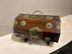 19th Century Chinese Rosewood Octagonal Box with Brass Mounts
