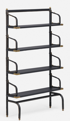 Jacques Adnet stitched leather bookshelf