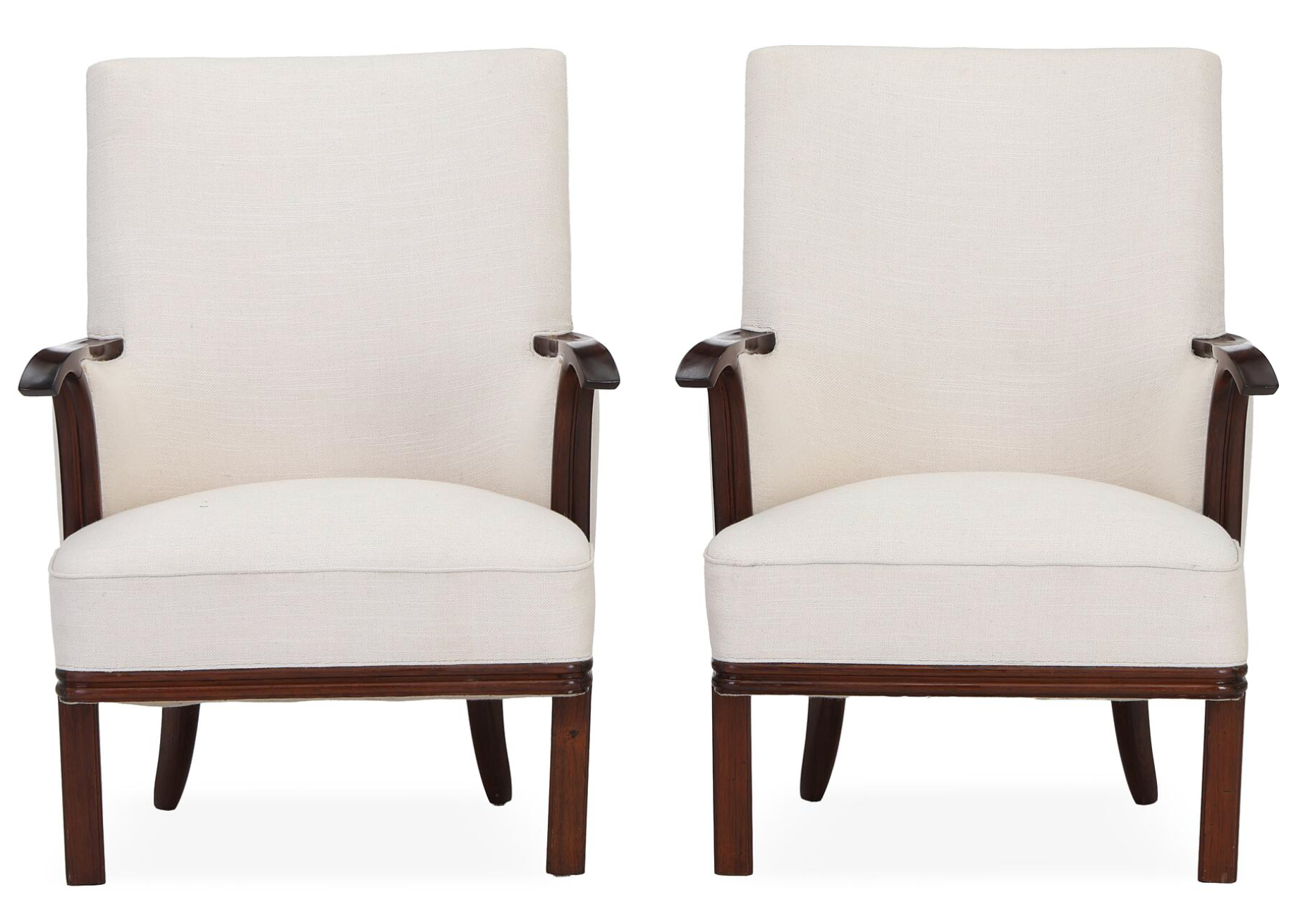 A Pair of Brazilian Rosewood High-Backed Armchairs Designed by Ernst Kühn Frame