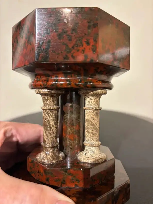 19th Century Italian Hardstone Urn Miniature Font Signed and Dated 1834
