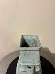 19th Chinese Hu Shaped Celadon Porcelain Vase with Crackle Glaze