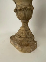Pair 19th Century Neoclassical Style Italian Plaster Urns with Flame Finials