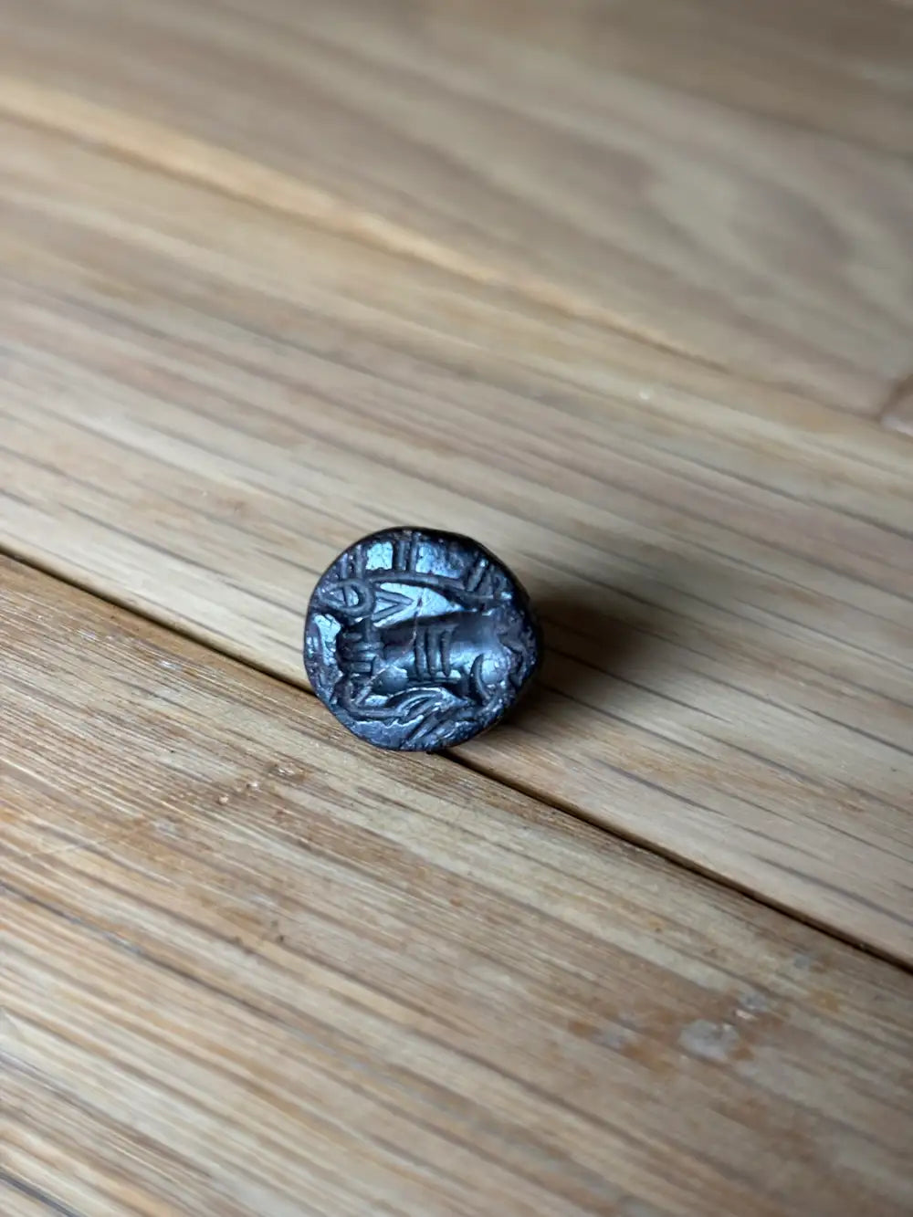 Ancient Sassanian Hematite Engraved Dome Stamp Seal 4th to 5th Century AD