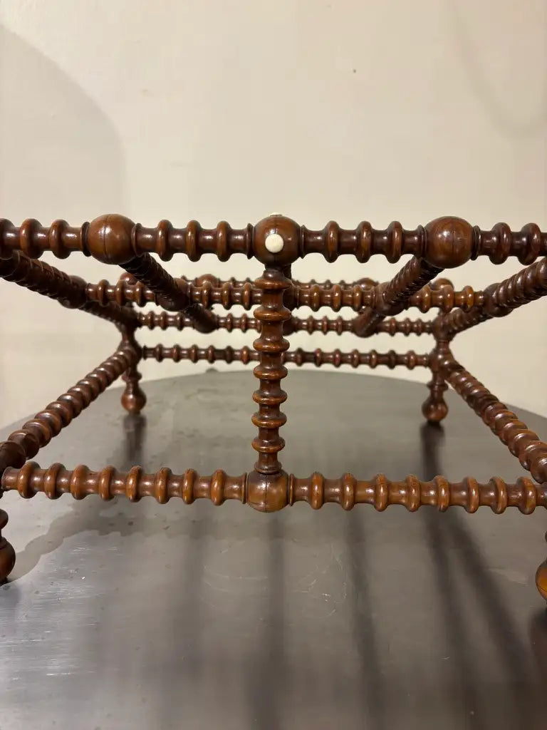 19th Century English Regency Turned Elmwood Book Stand with Bone Decoration