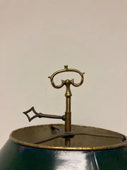 An Early 19th Century French Bouillotte Lamp with Green Tole Shade