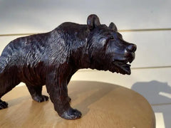 19th Century Swiss Black Forest Carved and Stained Walnut Bear