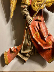 Italian Baroque Painted and Gilt Wood Winged Angel Playing a Violin