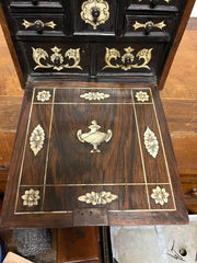 17th Century Dutch Baroque Rosewood Chest with Etched Bone Inlay