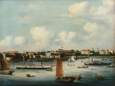 Chinese Export Oil Painting of "View Of Canton"