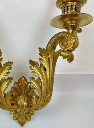 Exceptional Pair of Neoclassical Gilt Bronze Sconces by E.F. Caldwell