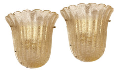 A Pair of Barovier & Toso Gold-Flecked Glass Sconces