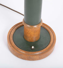 A Leather and Oak Lamp Designed by Paul Dupre-Lafon for Hermes
