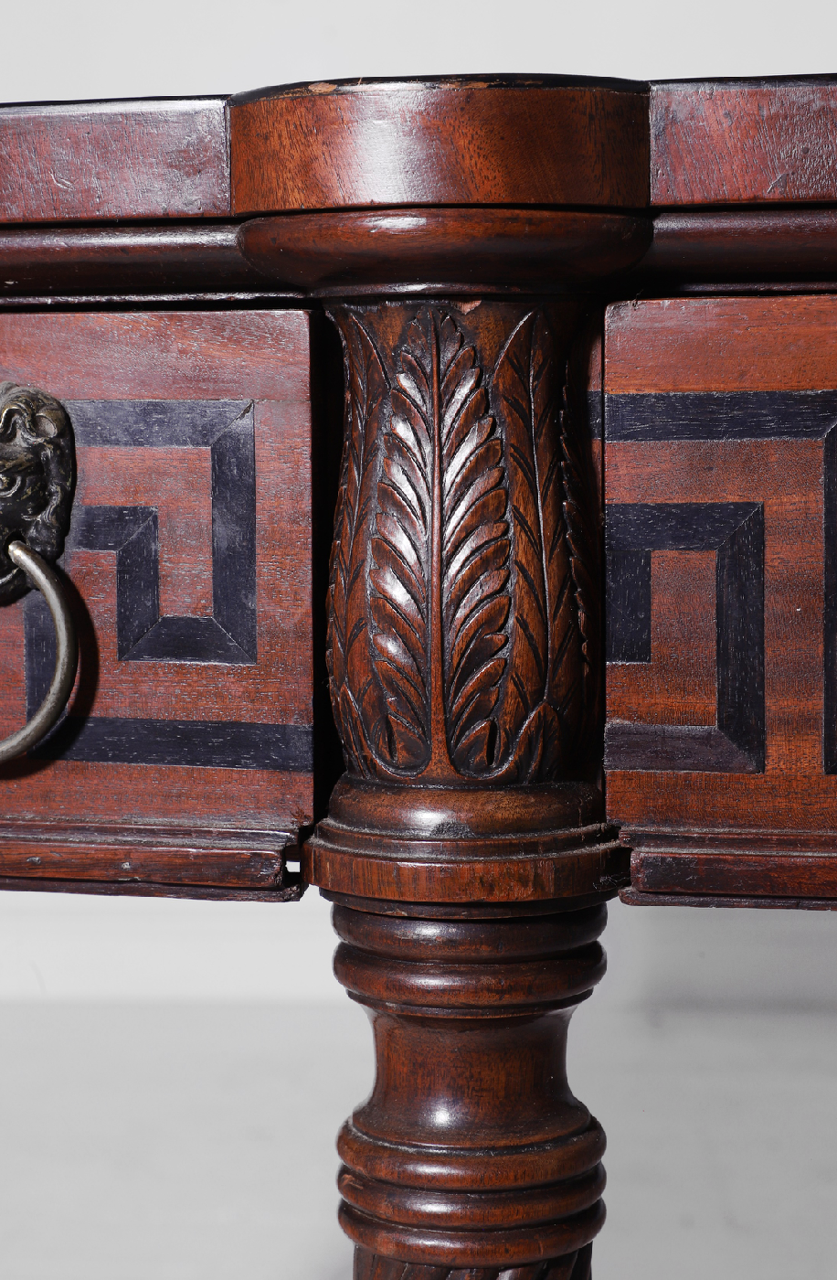 Regency Mahogany Bow-Front Sideboard with Ebony-Inlaid Greek-Key Decoration