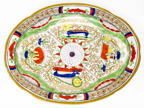 2 Oval Worcester  Dragons in Compartments Serving Dishes
