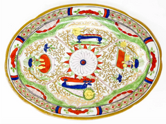 2 Oval Worcester  Dragons in Compartments Serving Dishes
