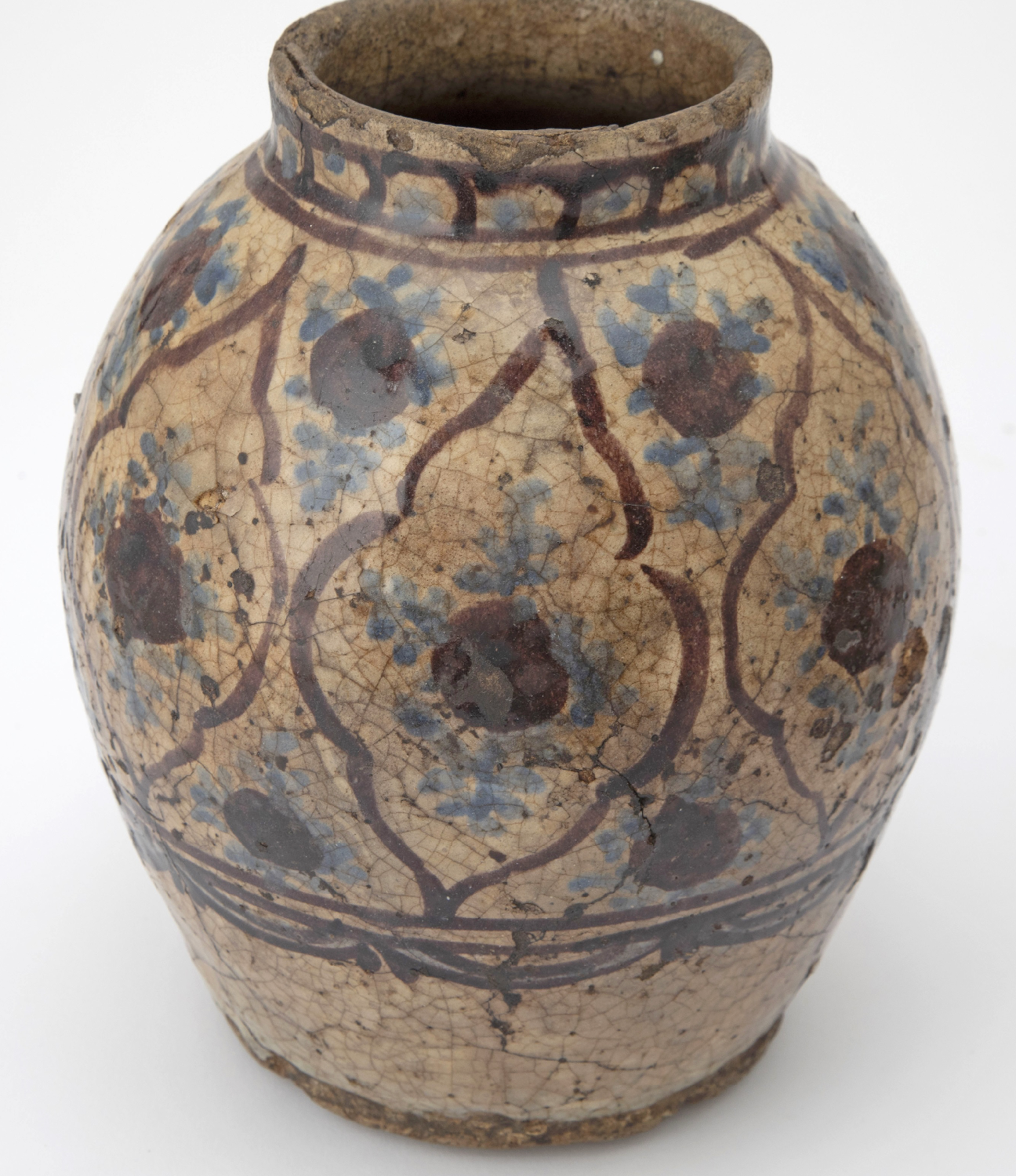 Arabic Blue and Brown Glazed Jar, 15th Century, Syria