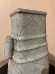 19th Chinese Hu Shaped Celadon Porcelain Vase with Crackle Glaze