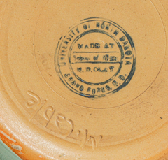 North Dakota School of Mines Margaret Cable Art Pottery Plate, Celadon Glaze, Signed, c.1920s
