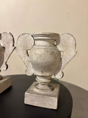 Pair 18th Italian Century Carved Silver Gilt Two Handled Urns