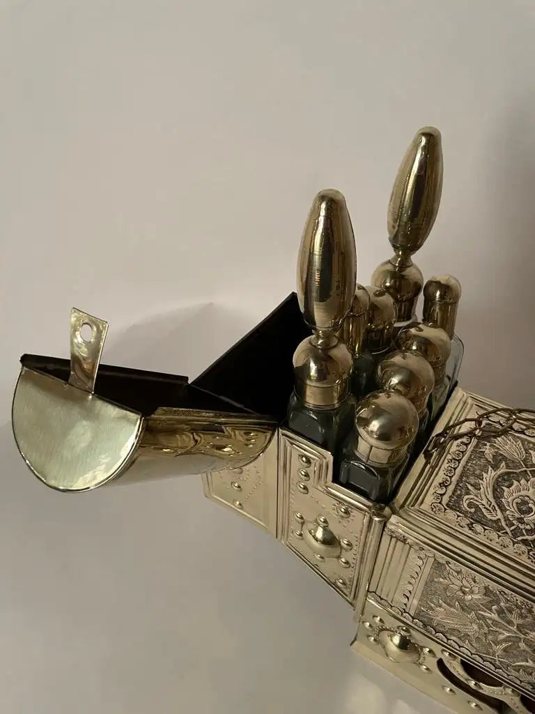 19th Century Turkish Brass Repousse Valet Shoe Shine Decorative