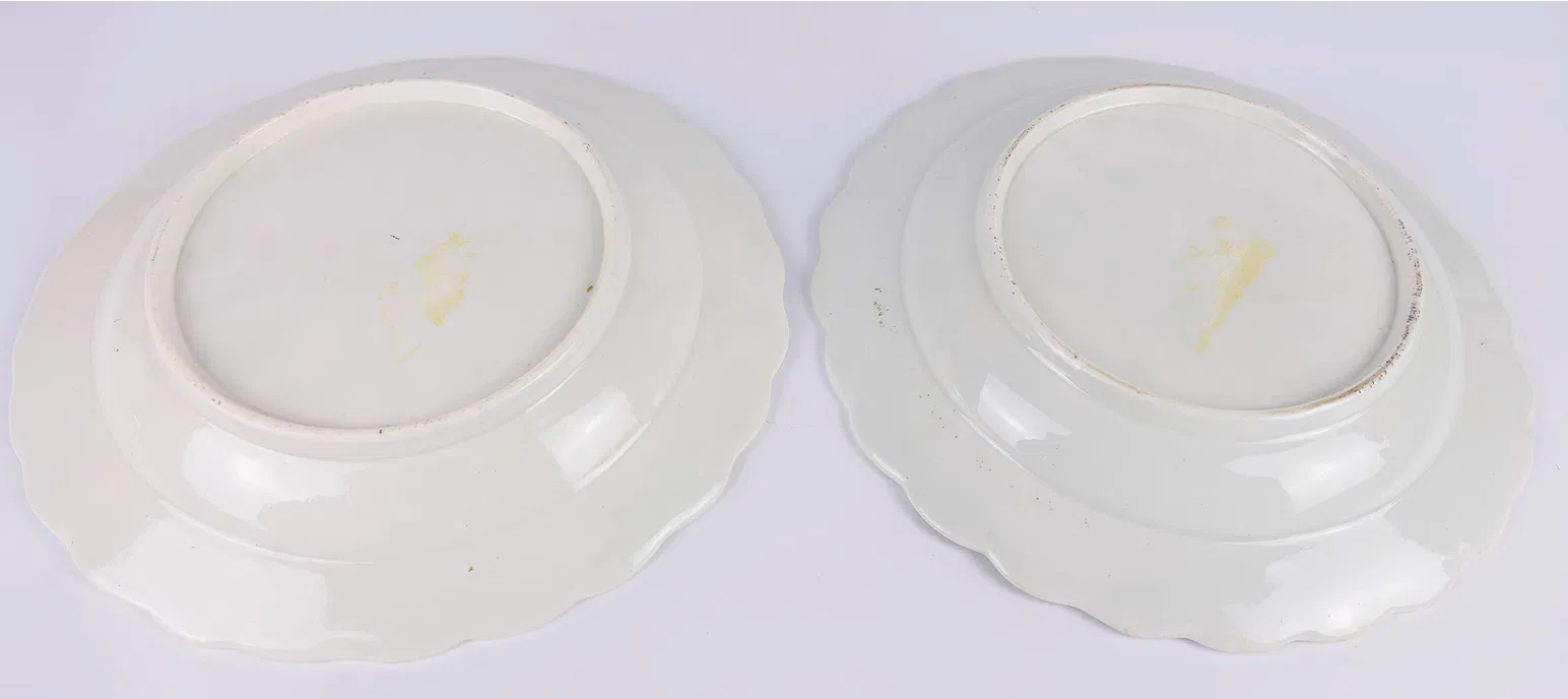 A Pair of Dragons in Compartments Porcelain plates - Circa 19th Century Chinese Motifs Worcester Porcelain.