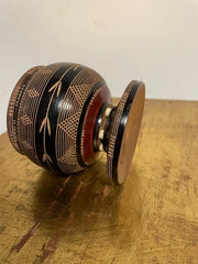 Whaler Made Bone and Ebonized Wood Round Lidded Box