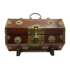 19th Century Chinese Rosewood Octagonal Box with Brass Mounts