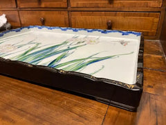 Japanese Hand Painted and Gilt Porcelain Tray Floral and Butterfly Decoration