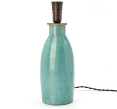 Christian Poulsen Earthenware Table Lamp, Turquoise Blue Glaze, Narrow Mouth, Signed CP