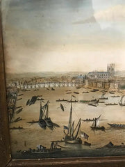 18th Century Color Engraving of Westminster, Somerset House in Original Frame