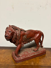 19th Century French Red Painted Zinc Striding Lion