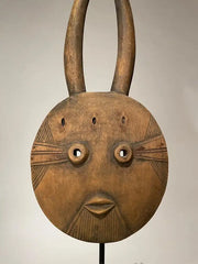 African Goli Style Tribal Mask Mounted on a Custom Steel Base