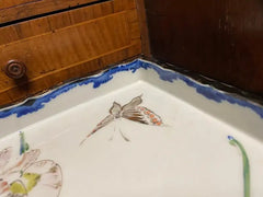 Japanese Hand Painted and Gilt Porcelain Tray Floral and Butterfly Decoration
