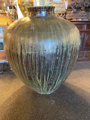 19th Century Japanese Green Glazed Ceramic Storage Jar, Large Scale