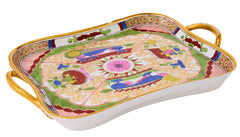 A large Dragons in Compartments Flight + Barr  Porcelain Tray