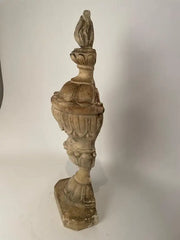 Pair 19th Century Neoclassical Style Italian Plaster Urns with Flame Finials