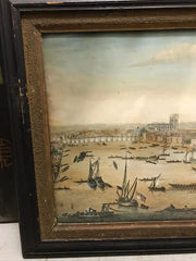 18th Century Color Engraving of Westminster, Somerset House in Original Frame