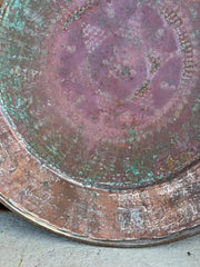 Moroccan Copper Charger With Etched Designs and Great Color