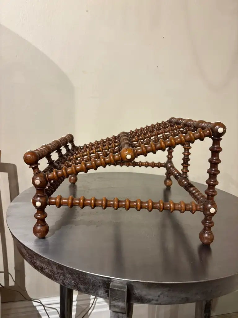 19th Century English Regency Turned Elmwood Book Stand with Bone Decoration