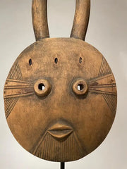 African Goli Style Tribal Mask Mounted on a Custom Steel Base