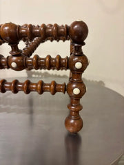 19th Century English Regency Turned Elmwood Book Stand with Bone Decoration