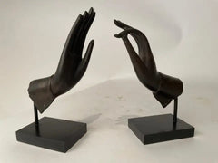 19th Century Pair of Thai Bronze Hands of the Buddha, Abhaya and Vitarka Mudras