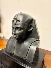 Ancient Egyptian Style Bust of a Pharaoh on Black Lacquer Base