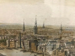 18th Century Color Engraving of Westminster, Somerset House in Original Frame
