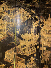 Early 19th Century Chinese Qing Dynasty Black Lacquer Screen