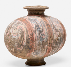 Chinese Coccon Vessel Han Dynasty or Later Earthenware with Pigment