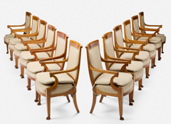 A Set of Twelve Sycamore Directoire Fauteuils
