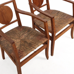 Pair of French Oak Open Arm Chairs