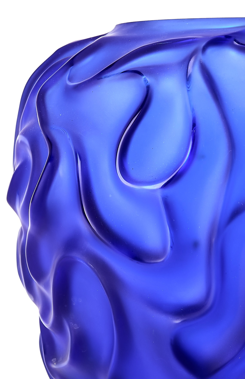 French Cristallerie de Haught Bretagne Blue Glass Vase