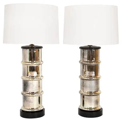 Pair of Mid 20th Century Mercury Glass Column Form Table Lamps